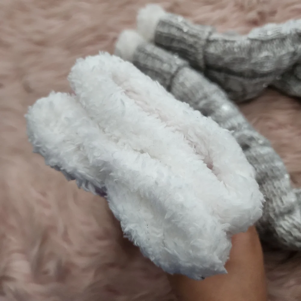2 Pairs Of Cozy Fluffy Socks Sherpa Plush Woven Shea Butter
